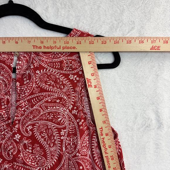 Rachel Zoe S Linen Mini Shift Dress Red Paisley Print Spring Lightweight Comfort - Picture 6 of 8